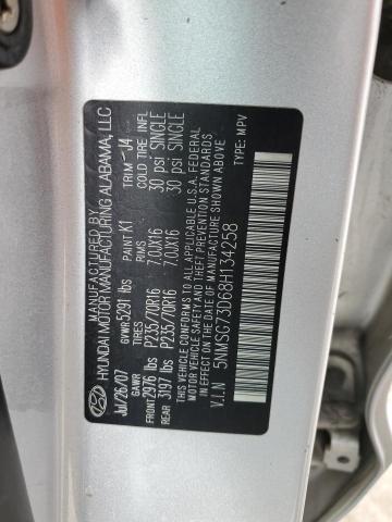 5NMSG73D68H134258 - 2008 HYUNDAI SANTA FE GLS SILVER photo 13