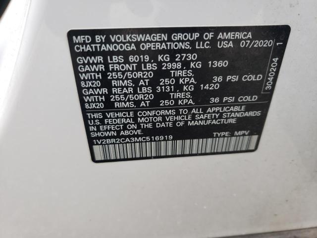 1V2BR2CA3MC516919 - 2021 VOLKSWAGEN ATLAS SEL WHITE photo 13