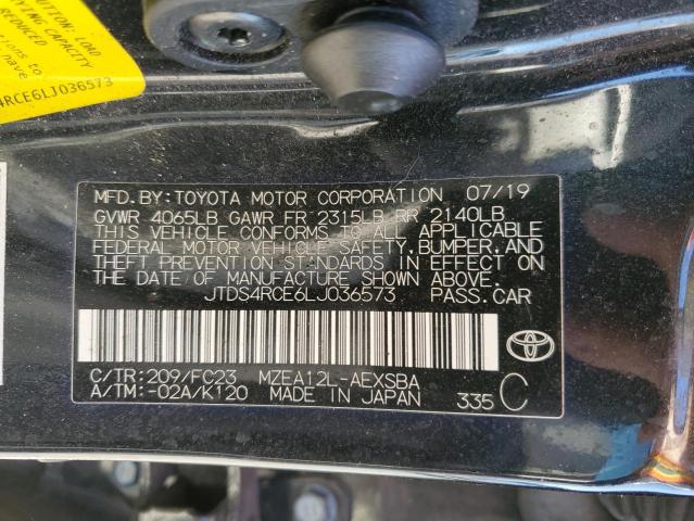 JTDS4RCE6LJ036573 - 2020 TOYOTA COROLLA SE BLACK photo 13