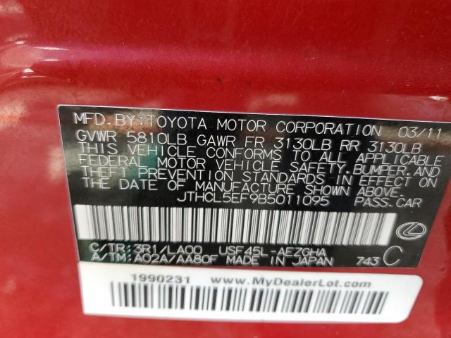 JTHCL5EF9B5011095 - 2011 LEXUS LS 460 RED photo 13