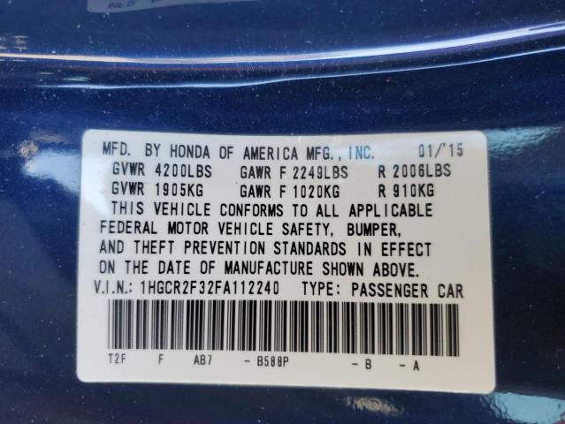 1HGCR2F32FA112240 - 2015 HONDA ACCORD LX BLUE photo 13