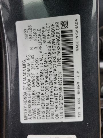 2HGFE2F59NH592397 - 2022 HONDA CIVIC SPORT 灰色 照片 12