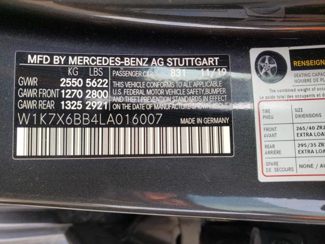 W1K7X6BB4LA016007 - 2020 MERCEDES-BENZ AMG GT 53 GRAY photo 12