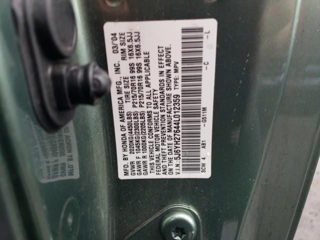 5J6YH27644L012359 - 2004 HONDA ELEMENT EX GREEN photo 13