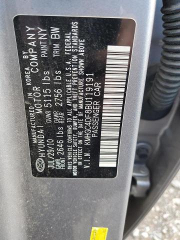 KMHGC4DF8BU119191 - 2011 HYUNDAI GENESIS 4.6L SILVER photo 13