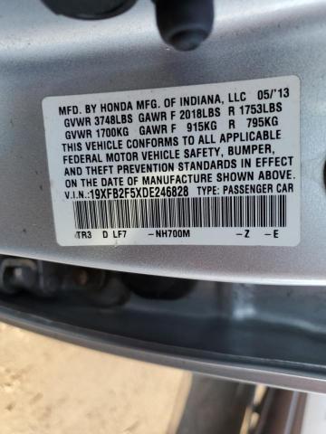 19XFB2F5XDE246828 - 2013 HONDA CIVIC LX SILVER photo 12