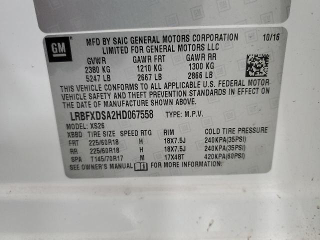 LRBFXDSA2HD067558 - 2017 BUICK ENVISION ESSENCE WHITE photo 13