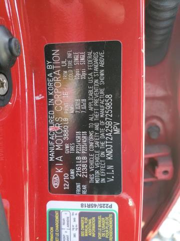 KNDJT2A25B7259858 - 2011 KIA SOUL + RED photo 13