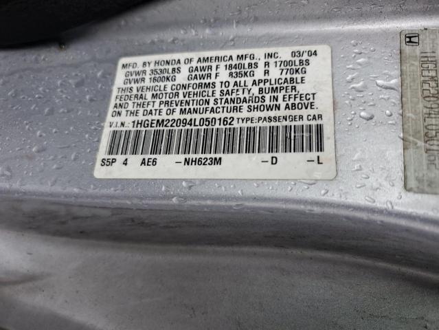 1HGEM22094L050162 - 2004 HONDA CIVIC EX SILVER photo 13