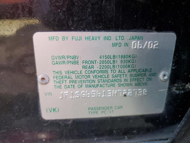 JF1SG65613H722738 - 2003 SUBARU FORESTER 2.5XS Noir photo 12