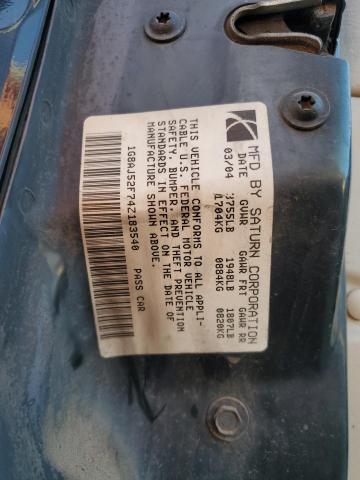 1G8AJ52F74Z183540 - 2004 SATURN ION LEVEL 2 BLACK photo 12