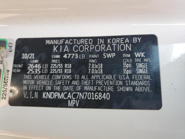 KNDPMCAC7N7016840 - 2022 KIA SPORTAGE LX WHITE photo 13