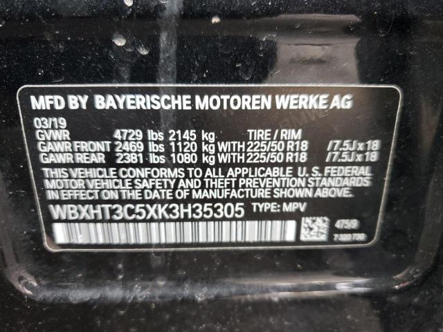 WBXHT3C5XK3H35305 - 2019 BMW X1 XDRIVE28I BLACK photo 14