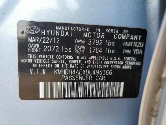 KMHDH4AEXDU495166 - 2013 HYUNDAI ELANTRA GLS BLUE photo 12