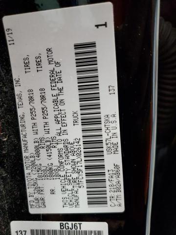 5TFCY5F17LX026142 - 2020 TOYOTA TUNDRA DOUBLE CAB SR/SR5 BLACK photo 13