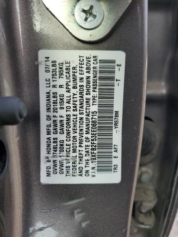 19XFB2F53EE068715 - 2014 HONDA CIVIC LX TAN photo 12