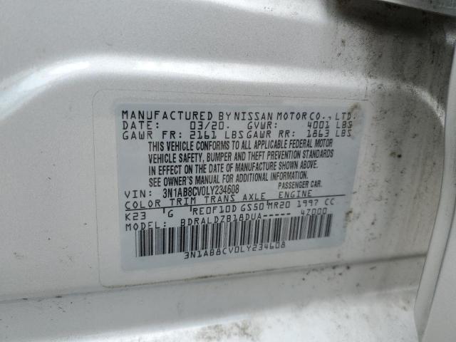 3N1AB8CV0LY234608 - 2020 NISSAN SENTRA SV SILVER photo 12