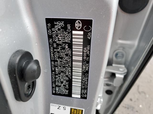 JTDKARFU6G3012487 - 2016 TOYOTA PRIUS SILVER photo 12