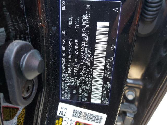 5TDGZRBH2NS257645 - 2022 TOYOTA HIGHLANDER XLE BLACK photo 14