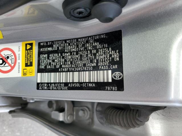4T4BF1FK3GR578250 - 2016 TOYOTA CAMRY LE SILVER photo 13