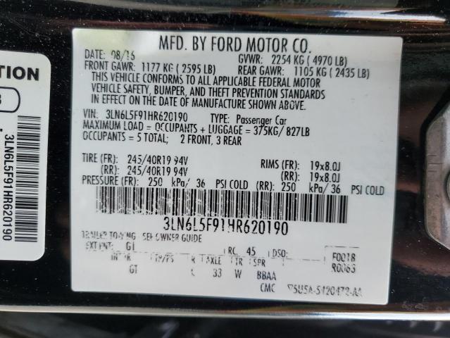 3LN6L5F91HR620190 - 2017 LINCOLN MKZ RESERVE შავი ფოტო 12