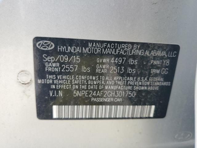 5NPE24AF2GH301750 - 2016 HYUNDAI SONATA SE SILVER photo 12