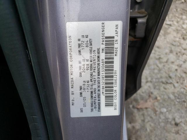 JM1BK323851330689 - 2005 MAZDA 3 S GRAY photo 13