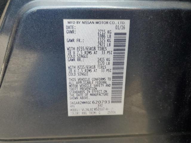 5N1AR2MM4GC620793 - 2016 NISSAN PATHFINDER S BLUE photo 13