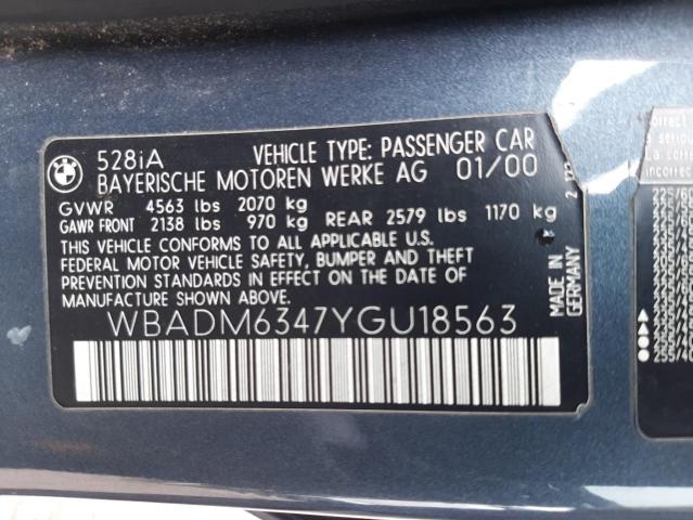 WBADM6347YGU18563 - 2000 BMW 528 I AUTOMATIC GRAY photo 12
