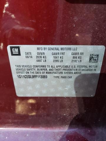 1G11C5SL9FF113069 - 2015 CHEVROLET MALIBU 1LT RED photo 12