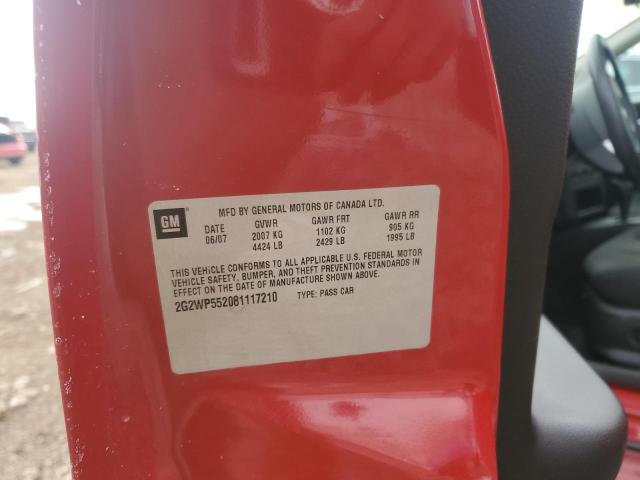 2G2WP552081117210 - 2008 PONTIAC GRAND PRIX 红色 照片 12