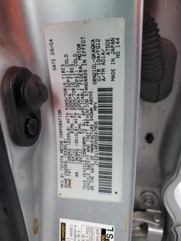 JTEZU14RX50047906 - 2005 TOYOTA 4RUNNER SR5 SILVER photo 12