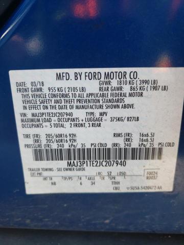 MAJ3P1TE2JC207940 - 2018 FORD ECOSPORT SE 蓝色 照片 13