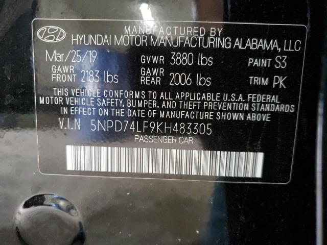 5NPD74LF9KH483305 - 2019 HYUNDAI ELANTRA SE BLACK photo 13