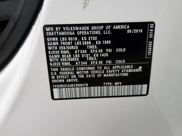 1V2UR2CA0KC568479 - 2019 VOLKSWAGEN ATLAS SE WHITE photo 13