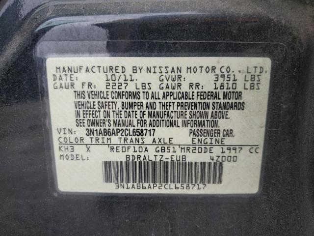 3N1AB6AP2CL658717 - 2012 NISSAN SENTRA 2.0 BLACK photo 12