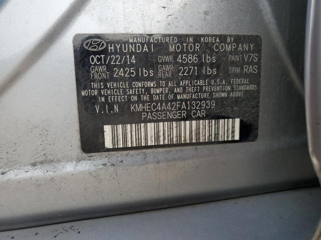 KMHEC4A42FA132939 - 2015 HYUNDAI SONATA HYBRID GRAY photo 12