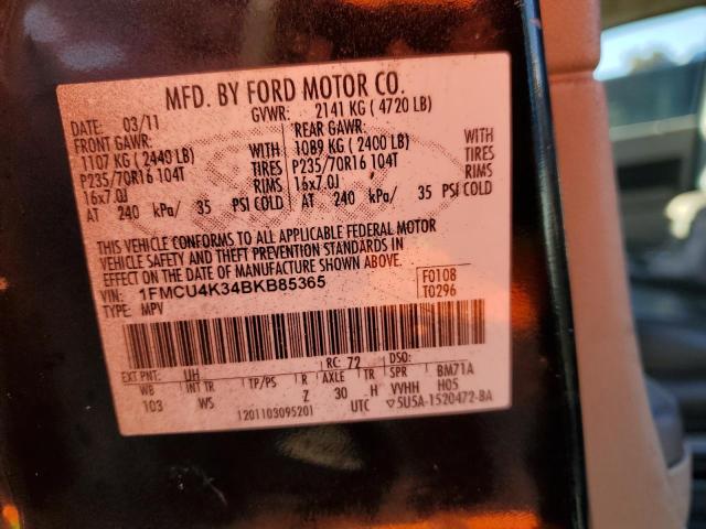 1FMCU4K34BKB85365 - 2011 FORD ESCAPE HYBRID BLACK photo 12