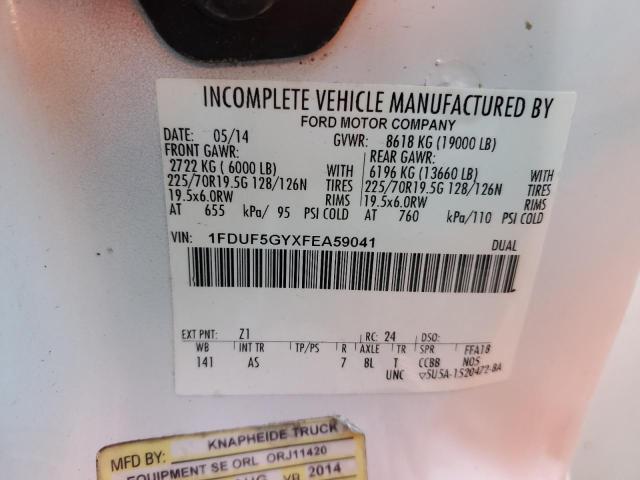 1FDUF5GYXFEA59041 - 2015 FORD F550 SUPER DUTY WHITE photo 12