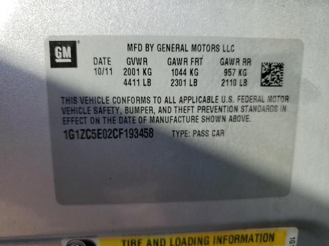 1G1ZC5E02CF193458 - 2012 CHEVROLET MALIBU 1LT 银色 照片 12