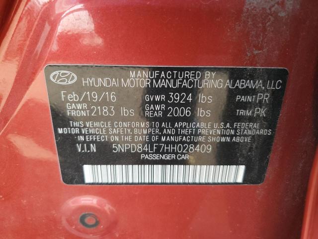 5NPD84LF7HH028409 - 2017 HYUNDAI ELANTRA SE RED photo 12