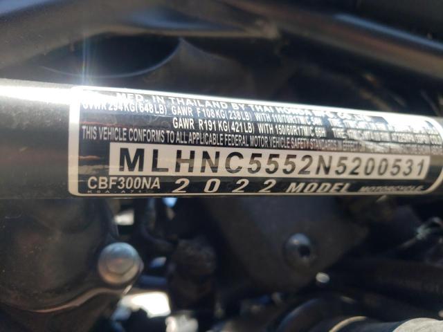 MLHNC5552N5200531 - 2022 HONDA CBF300 NA BLUE photo 10