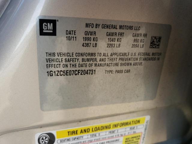 1G1ZC5E07CF204731 - 2012 CHEVROLET MALIBU 1LT 金色 照片 12