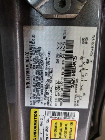 3FA6P0LU4DR249725 - 2013 FORD FUSION SE HYBRID GRAY photo 12