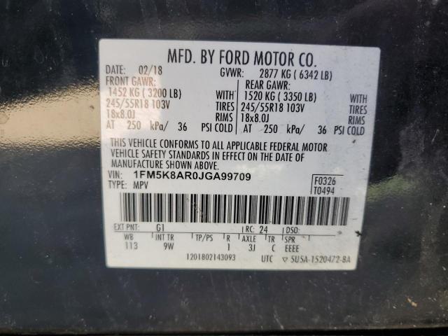 1FM5K8AR0JGA99709 - 2018 FORD EXPLORER POLICE INTERCEPTOR შავი ფოტო 13