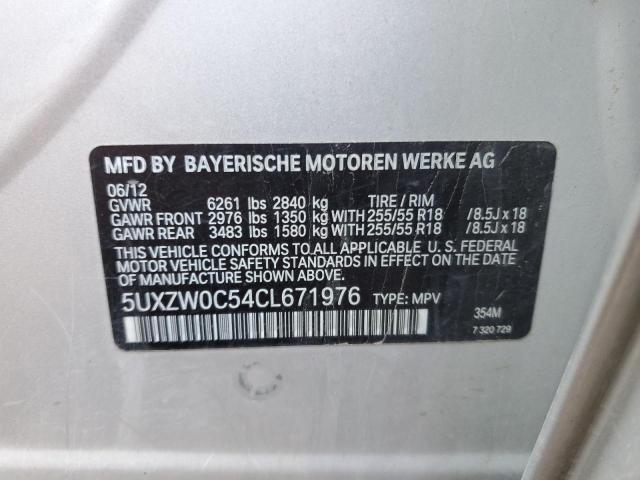 5UXZW0C54CL671976 - 2012 BMW X5 XDRIVE35D SILVER photo 12