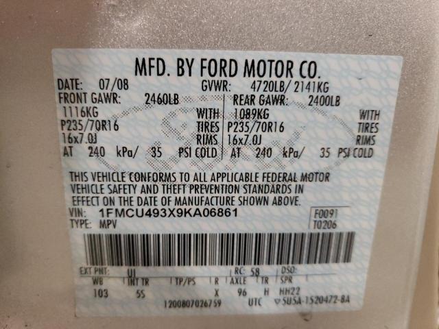 1FMCU493X9KA06861 - 2009 FORD ESCAPE HYBRID SILVER photo 12