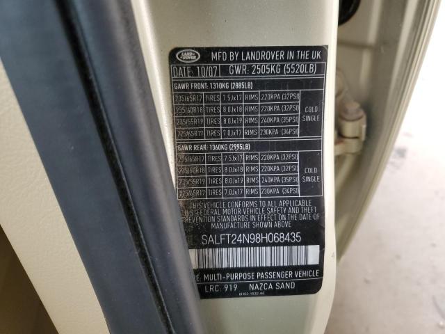 SALFT24N98H068435 - 2008 LAND ROVER LR2 HSE TECHNOLOGY BEIGE photo 13