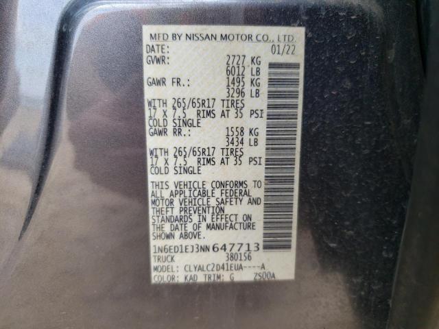 1N6ED1EJ3NN647713 - 2022 NISSAN FRONTIER S ნაცრისფერი ფოტო 13