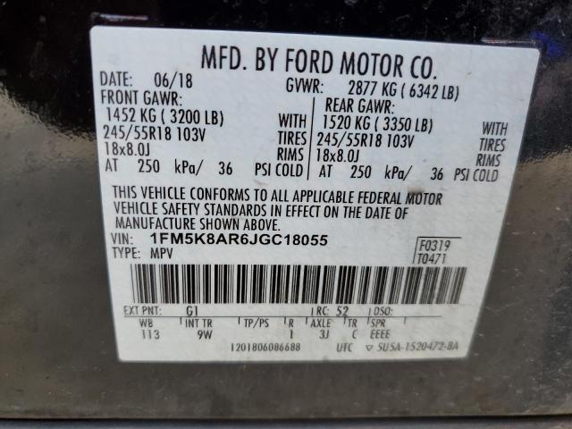 1FM5K8AR6JGC18055 - 2018 FORD EXPLORER POLICE INTERCEPTOR BLACK photo 13